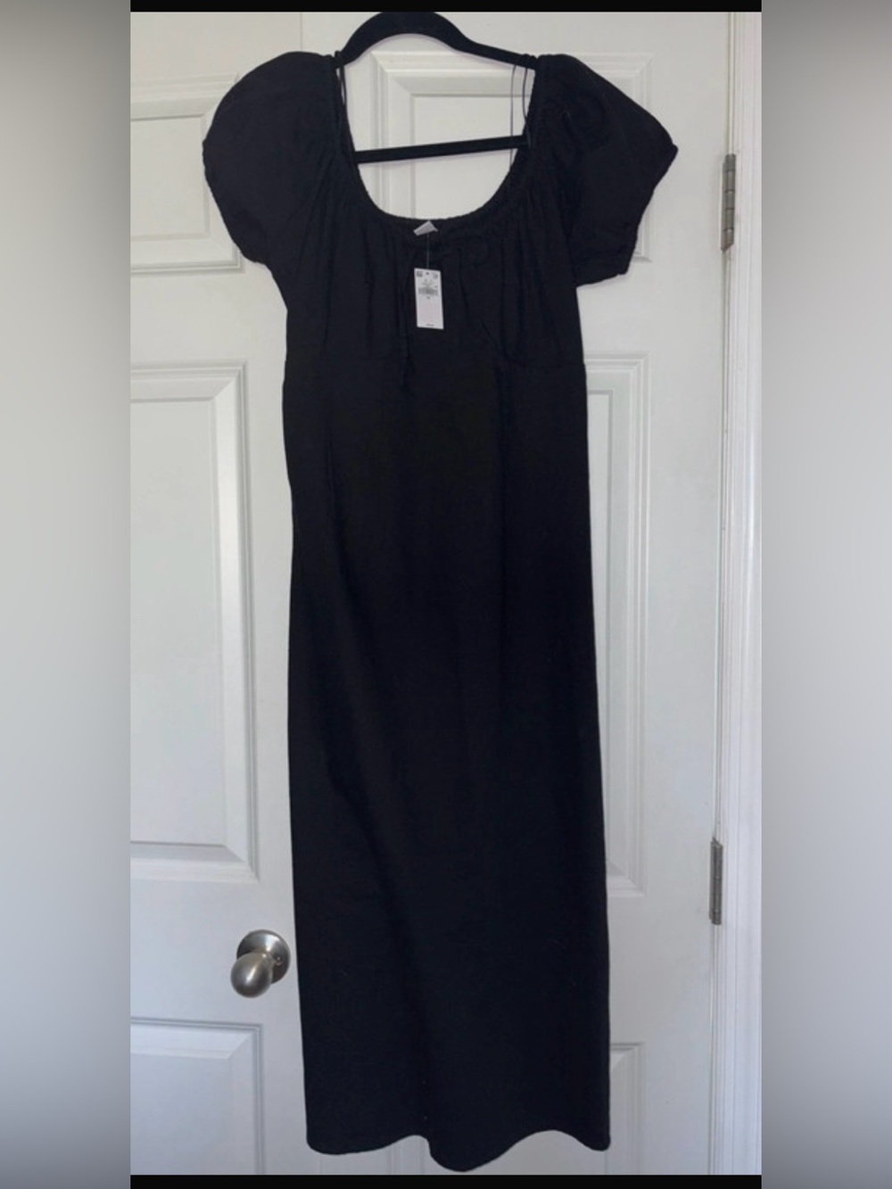 Old Navy Black Maxi Dress with Puff Sleeves
